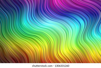Dark Multicolor, Rainbow vector background with abstract lines. Creative illustration in halftone marble style with gradient. Textured wave pattern for backgrounds.