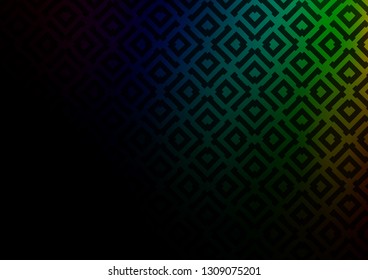 Dark Multicolor, Rainbow vector background with lines, rhombuses. Colorful illustration with lines, cubes on abstract template. Pattern for ads, posters, banners.