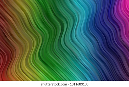 Dark Multicolor, Rainbow vector background with curved circles. Modern gradient abstract illustration with bandy lines. Marble style for your business design.