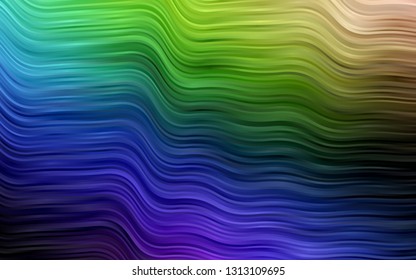 Dark Multicolor, Rainbow vector background with curved circles. Modern gradient abstract illustration with bandy lines. The template for cell phone backgrounds.