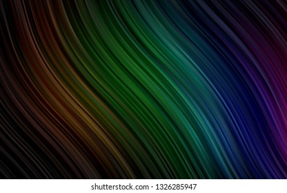 Dark Multicolor, Rainbow vector background with bent lines. Creative geometric illustration in marble style with gradient. A completely new template for your business design.