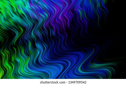 Dark Multicolor, Rainbow vector background with curved circles. Modern gradient abstract illustration with bandy lines. The elegant pattern for brand book.