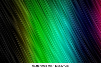 Dark Multicolor, Rainbow vector background with bent ribbons. Blurred geometric sample with gradient bubbles.  The best blurred design for your business.