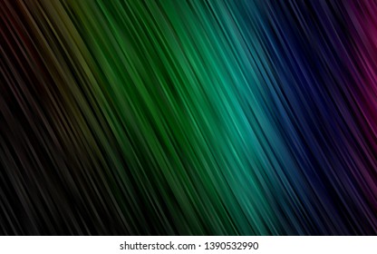 Dark Multicolor, Rainbow vector background with bent ribbons. Glitter abstract illustration with wry lines. Brand new design for your ads, poster, banner.