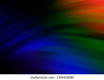 Dark Multicolor, Rainbow vector background with bent lines. Colorful illustration in abstract marble style with gradient. Brand new design for your ads, poster, banner.