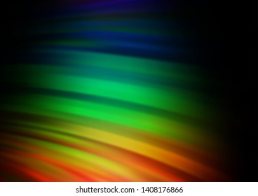 Dark Multicolor, Rainbow vector background with bent ribbons. Shining illustration, which consist of blurred lines, circles. Marble design for your web site.