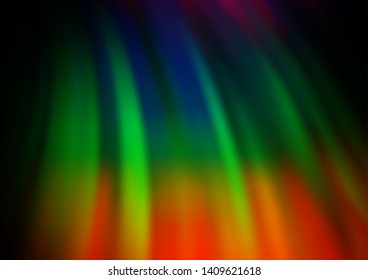 Dark Multicolor, Rainbow vector background with bent ribbons. Shining illustration, which consist of blurred lines, circles. Pattern for your business design.