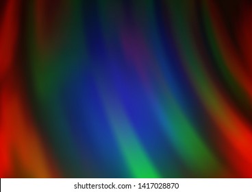 Dark Multicolor, Rainbow vector background with bent lines. A sample with blurred bubble shapes. Marble design for your web site.