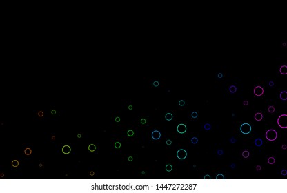 Dark Multicolor, Rainbow vector background with bubbles. Modern abstract illustration with colorful water drops. Design for posters, banners.