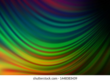 Dark Multicolor, Rainbow vector background with liquid shapes. Creative illustration in halftone marble style with gradient. A completely new template for your business design.