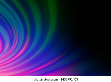 Dark Multicolor, Rainbow vector background with bent ribbons. Colorful abstract illustration with gradient lines. Brand new design for your ads, poster, banner.
