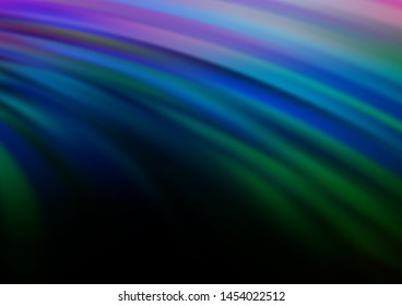 Dark Multicolor, Rainbow vector background with bent lines. Colorful illustration in abstract marble style with gradient. A completely new template for your business design.