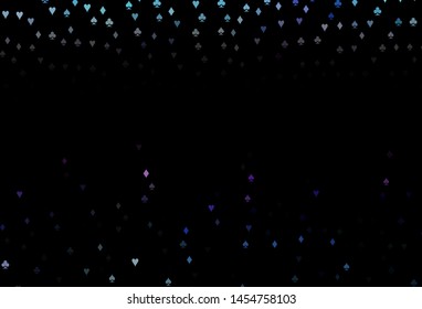 Dark Multicolor, Rainbow vector background with cards signs. Glitter abstract sketch with isolated symbols of playing cards. Pattern for ads of parties, events in Vegas.
