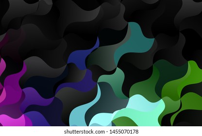 Dark Multicolor, Rainbow vector background with bent ribbons. A vague circumflex abstract illustration with gradient. Brand new design for your ads, poster, banner.