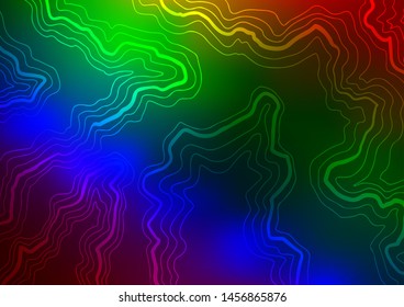 Dark Multicolor, Rainbow vector background with curved circles. Blurred geometric sample with gradient bubbles.  The elegant pattern for brand book.