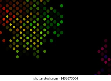 Dark Multicolor, Rainbow vector background with bubbles. Illustration with set of shining colorful abstract circles. Pattern of water, rain drops.