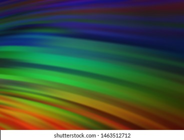 Dark Multicolor, Rainbow vector background with bent ribbons. Creative illustration in halftone marble style with gradient. The elegant pattern for brand book.
