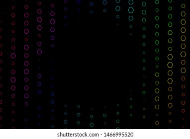 Dark Multicolor, Rainbow vector background with hexagons. Design in abstract style with hexagons. New template for your brand book.
