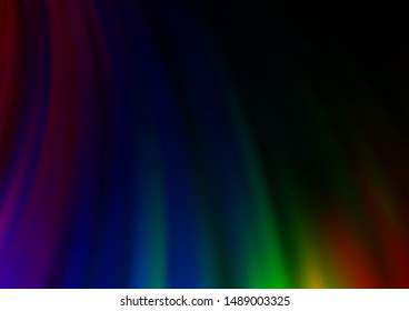 Dark Multicolor, Rainbow vector background with bent ribbons. Geometric illustration in marble style with gradient.  The template for cell phone backgrounds.