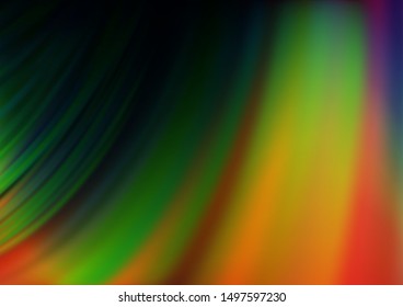 Dark Multicolor, Rainbow vector background with lamp shapes. Glitter abstract illustration with wry lines. The template for cell phone backgrounds.