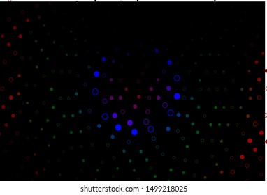 Dark Multicolor, Rainbow vector background with bubbles. Glitter abstract illustration with blurred drops of rain. Pattern for beautiful websites.