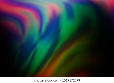 Dark Multicolor, Rainbow vector background with bent lines. Shining illustration, which consist of blurred lines, circles. Brand new design for your ads, poster, banner.