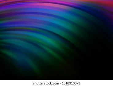 Dark Multicolor, Rainbow vector background with bent lines. Shining illustration, which consist of blurred lines, circles. Brand new design for your ads, poster, banner.