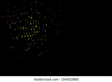 Dark Multicolor, Rainbow vector background with Digit symbols. Colored mathematic signs with gradient on white background. Template for cell phone backgrounds.