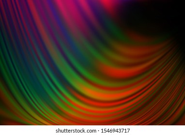 Dark Multicolor, Rainbow vector background with abstract lines. Blurred geometric sample with gradient bubbles.  New composition for your brand book.