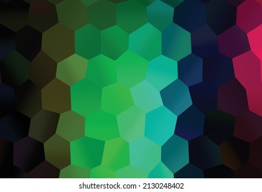 Dark Multicolor, Rainbow vector background with hexagons. Colorful hexagons on abstract backdrop. Beautiful design for your business advert.
