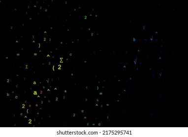 Dark Multicolor, Rainbow vector background with Digit symbols. Shining colorful illustration with isolated Digit signs. Pattern for ads, booklets, leaflets of education.