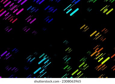 Dark Multicolor, Rainbow vector background with straight lines. Glitter abstract illustration with colored sticks. Best design for your ad, poster, banner.