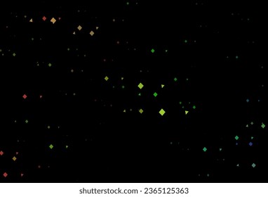 Dark multicolor, rainbow vector background with triangles, circles, cubes. Circles, lines, rhombus with colorful gradient. Modern template for your landing page.