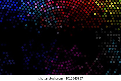 Dark Multicolor, Rainbow vector banner with circles, spheres. Abstract spots. Background of Art bubbles in halftone style with colored gradient.