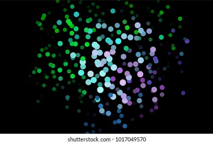 Dark Multicolor, Rainbow vector banner with circles, spheres. Abstract spots. Background of Art bubbles in halftone style with colored gradient.