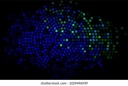 Dark Multicolor, Rainbow vector banner with circles, spheres. Abstract spots. Background of Art bubbles in halftone style with colored gradient.