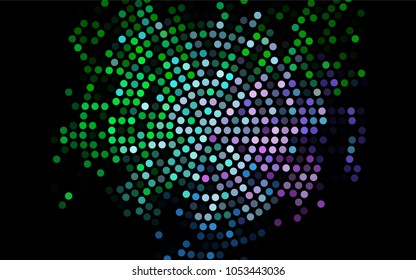 Dark Multicolor, Rainbow vector banner with circles, spheres. Abstract spots. Background of Art bubbles in halftone style with colored gradient.