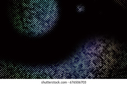 Dark Multicolor, Rainbow vector banner with circles, spheres. Abstract spots. Background of Art bubbles in halftone style with colored gradient.