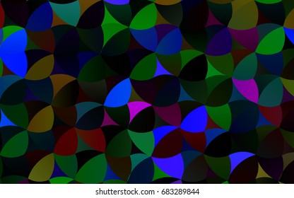 Dark Multicolor, Rainbow vector banner with circles, spheres. Abstract spots. Background of Art bubbles in halftone style with colored gradient.