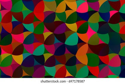 Dark Multicolor, Rainbow vector banner with circles, spheres. Abstract spots. Background of Art bubbles in halftone style with colored gradient.
