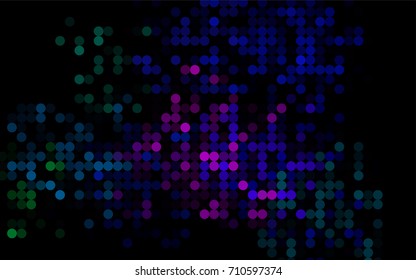 Dark Multicolor, Rainbow vector banner with circles, spheres. Abstract spots. Background of Art bubbles in halftone style with colored gradient.