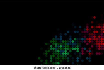 Dark Multicolor, Rainbow vector banner with circles, spheres. Abstract spots. Background of Art bubbles in halftone style with colored gradient.