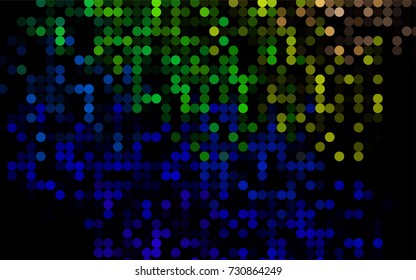 Dark Multicolor, Rainbow vector banner with circles, spheres. Abstract spots. Background of Art bubbles in halftone style with colored gradient.