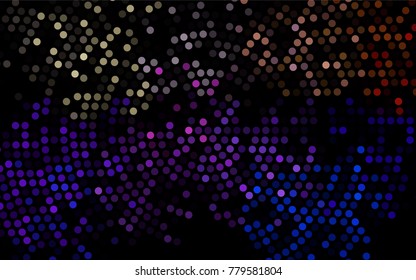Dark Multicolor, Rainbow vector banner with circles, spheres. Abstract spots. Background of Art bubbles in halftone style with colored gradient.