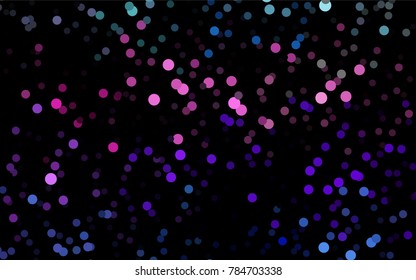Dark Multicolor, Rainbow vector banner with circles, spheres. Abstract spots. Background of Art bubbles in halftone style with colored gradient.