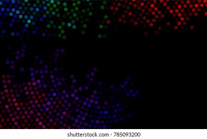 Dark Multicolor, Rainbow vector banner with circles, spheres. Abstract spots. Background of Art bubbles in halftone style with colored gradient.