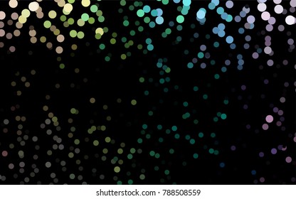 Dark Multicolor, Rainbow vector banner with circles, spheres. Abstract spots. Background of Art bubbles in halftone style with colored gradient.