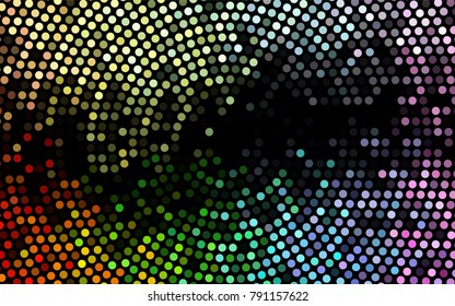 Dark Multicolor, Rainbow vector banner with circles, spheres. Abstract spots. Background of Art bubbles in halftone style with colored gradient.