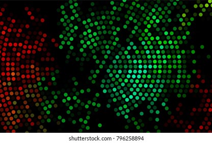 Dark Multicolor, Rainbow vector banner with circles, spheres. Abstract spots. Background of Art bubbles in halftone style with colored gradient.