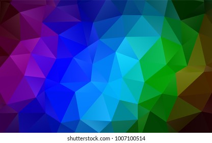 Dark Multicolor, Rainbow vector blurry triangle background. A vague abstract illustration with gradient. Triangular pattern for your business design.